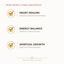 Load image into Gallery viewer, 7 Chakra Heart Pendant benefits for love and relationship harmony, explained in an Evashu natural-crystal guide