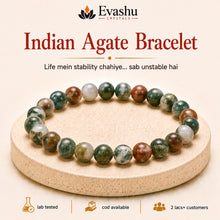 Load image into Gallery viewer, Authentic natural Indian Agate Bracelet for Stability and Balance, shown as the main Evashu product view