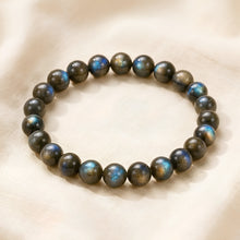 Load image into Gallery viewer, Labradorite Chips displayed fully on white silk cloth to show its natural colour, shape and finish