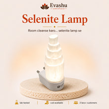 Load image into Gallery viewer, Authentic natural Selenite Lamp for Energy Cleanse and Calm Light, shown as the main Evashu product view