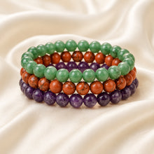 Load image into Gallery viewer, Wealth & Prosperity Bracelet Combo displayed fully on white silk cloth to show its natural colour, shape and finish