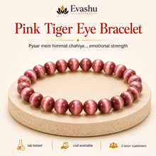 Load image into Gallery viewer, Authentic natural Pink Tiger Eye Bracelet for Love Courage and Emotional Strength, shown as the main Evashu product view