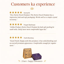 Load image into Gallery viewer, Evashu customer reviews and verified buyer feedback for Pyrite Pencil Pendant