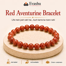 Load image into Gallery viewer, Authentic natural Red Aventurine Bracelet for Vitality and Confidence, shown as the main Evashu product view