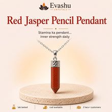 Load image into Gallery viewer, Authentic natural Red Jasper Pencil Pendant for Inner Strength and Emotional Stability, shown as the main Evashu product view
