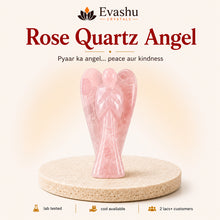 Load image into Gallery viewer, Authentic natural Rose Quartz Angel Figurine for Love Energy and Peaceful Space, shown as the main Evashu product view
