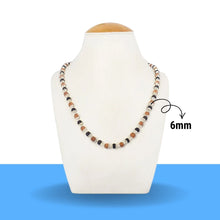Load image into Gallery viewer, Rudraksha & Karungali Mala displayed fully on white silk cloth to show its natural colour, shape and finish