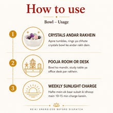 Load image into Gallery viewer, Selenite Bowl + Pyrite Ganesh Bowl with guidance on how to wear and adjust it comfortably on the finger by Evashu Crystals