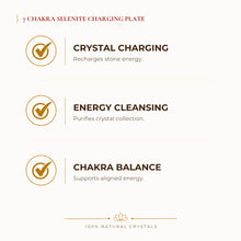 Load image into Gallery viewer, Selenite Charging Plate benefits for meditation and spiritual balance, explained in an Evashu natural-crystal guide