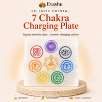 Certified Natural Square Selenite 7 Chakra Charging Plate - Crystal Charging & Chakra Balance