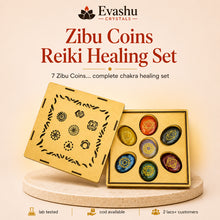 Load image into Gallery viewer, Authentic natural Crystal Zibu Coin Set for Complete Balance and Reiki Healing, shown as the main Evashu product view
