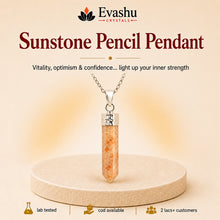 Load image into Gallery viewer, Authentic natural Sunstone Pencil Pendant for Positive Energy and Daily Confidence, shown as the main Evashu product view