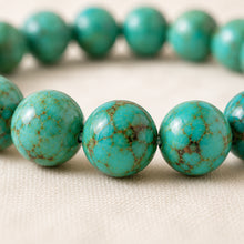 Load image into Gallery viewer, Close-up of authentic natural Turquoise showing crystal texture, colour and craftsmanship