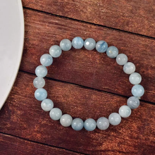 Load image into Gallery viewer, Natural Aquamarine Round Beads Stretch Bracelets, Charged by Reiki Grand Master & Vastu Expert for Unisex