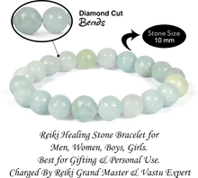 Load image into Gallery viewer, Natural Aquamarine Round Beads Stretch Bracelets, Charged by Reiki Grand Master & Vastu Expert for Unisex