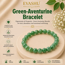 Load image into Gallery viewer, Green Aventurine Bracelet – Natural Beaded Bracelet for Health, Balance & Everyday Wear | Unisex Crystal Jewellery - Front View | Natural Green Aventurine, Seven Chakra Crystal Bracelet for Wealth & Abundance