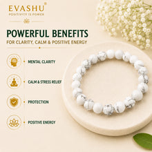 Load image into Gallery viewer, Howlite Bracelet – Natural Stone Bracelet for Calm Focus, Emotional Wellness & Everyday Wear | Unisex Crystal Jewellery - Close Up Detail Texture | Natural Seven Chakra Crystal Bracelet for Calmness & Stress Relief