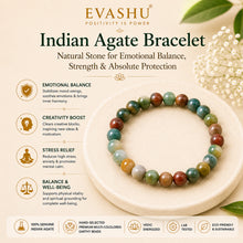 Load image into Gallery viewer, Indian Agate Bracelet – Natural Stone Bracelet for Balance, Grounding & Everyday Wear | Unisex Crystal Jewellery - Front View | Natural Crystal Bracelet for Chakra Balance & Energy Alignment