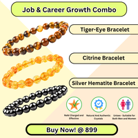 Job & Career Growth Combo Combo of 3 Natural Healing Stone Bracelets For Gifting - Pack of 3 - Tiger Eye+ Citrine + Silver Hematite