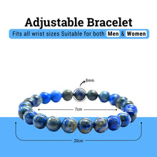 Load image into Gallery viewer, Spiritual Connection & Confidence: Original Blue Lapis Lazuli Round Beaded Bracelet for Unisex - Close Up Detail Texture | Natural Lapis Lazuli, Seven Chakra Crystal Bracelet for Success, Confidence & Career Growth