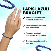 Load image into Gallery viewer, Spiritual Connection & Confidence: Original Blue Lapis Lazuli Round Beaded Bracelet for Unisex - Scale Reference | Natural Lapis Lazuli, Seven Chakra Crystal Bracelet for Success, Confidence & Career Growth