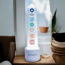 Load image into Gallery viewer, 7 Chakra Selenite Crystal Lamp – Healing Stone for Energy Cleansing & Spiritual Harmony - Side View | Natural Selenite, Seven Chakra Crystal Raw Crystal for Calmness & Stress Relief