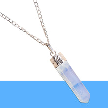 Load image into Gallery viewer, Opalite Stone Pendant – Healing Pencil Necklace for Clarity, Calmness & Spiritual Growth - Close Up Detail Texture | Natural Crystal Pendant for Success, Confidence & Career Growth