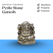 Load image into Gallery viewer, Pyrite Ganesh crystal idol with golden texture representing abundance, prosperity and protection.