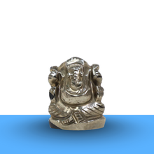 Load image into Gallery viewer, Pyrite Stone Ganesh figurine with metallic finish, symbolizing abundance, prosperity and protection.