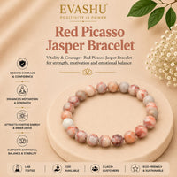 Red Picasso Jasper Bracelet – Natural Beaded Bracelet for Creativity, Emotional Balance & Everyday Wear | Unisex Crystal Jewellery