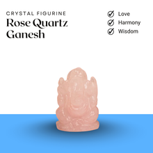 Load image into Gallery viewer, Rose Quartz Ganesh figurine with smooth carved details, representing love, harmony, and wisdom