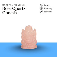 Load image into Gallery viewer, Rose Quartz Ganesh – Symbol of Love, Peace, and Emotional Healing – Bringer of Harmony and Compassion - Front View | Natural Rose Quartz, Seven Chakra Crystal Ring for Love & Relationship Harmony