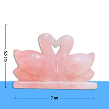 Load image into Gallery viewer, Rose Quartz Swan Pair Figurine – Crystal for Love, Marriage & Relationship Harmony - Close Up Detail Texture | Natural Rose Quartz Crystal Ring for Love & Relationship Harmony