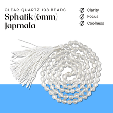 Load image into Gallery viewer, Sphatik 6mm Japmala with 108 beads, displayed neatly on a white background.