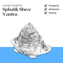 Load image into Gallery viewer, Sphatik Shree Yantra Turtle — AAA Grade Clear Quartz Healing Stone for Meditation, Pooja & Energy Cleansing (20–25g) — Certified - Front View | Natural Sphatik, Seven Chakra Crystal Raw Crystal for Evil Eye Protection & Negative Energy Shield