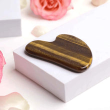 Load image into Gallery viewer, Tiger Eye Gua Sha massage tool displayed for boosting energy, improving willpower and enhancing balance.