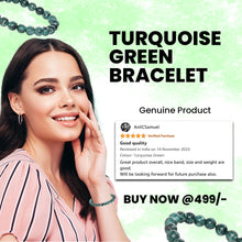 Load image into Gallery viewer, Peace & Protection - Turquoise Green Stone Bracelet for ease, balance, and a calm daily presence - Close Up Detail Texture | Natural Firoza, Seven Chakra Crystal Bracelet for Evil Eye Protection & Negative Energy Shield
