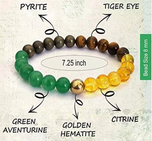 Load image into Gallery viewer, Money Magnet Crystal Bracelet – Citrine, Hematite, Green Aventurine, Pyrite & Tiger Eye | Wealth, Prosperity & Positive Energy