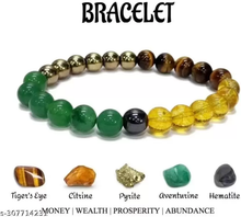 Load image into Gallery viewer, Money Magnet Crystal Bracelet – Citrine, Hematite, Green Aventurine, Pyrite & Tiger Eye | Wealth, Prosperity & Positive Energy