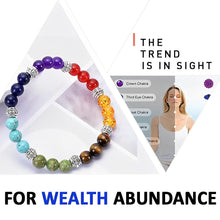 Load image into Gallery viewer, Original 7 Chakra Reiki Feng Shui Bracelet with Semi Precious Gemstone Beads Crystals for Triple Protection.