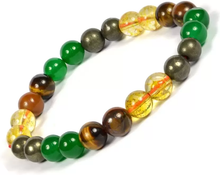 Load image into Gallery viewer, Money Magnet Crystal Bracelet – Citrine, Hematite, Green Aventurine, Pyrite & Tiger Eye | Wealth, Prosperity & Positive Energy