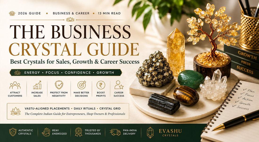 Business crystals for sales growth, customer attraction and career success including Pyrite, Citrine and Tiger Eye