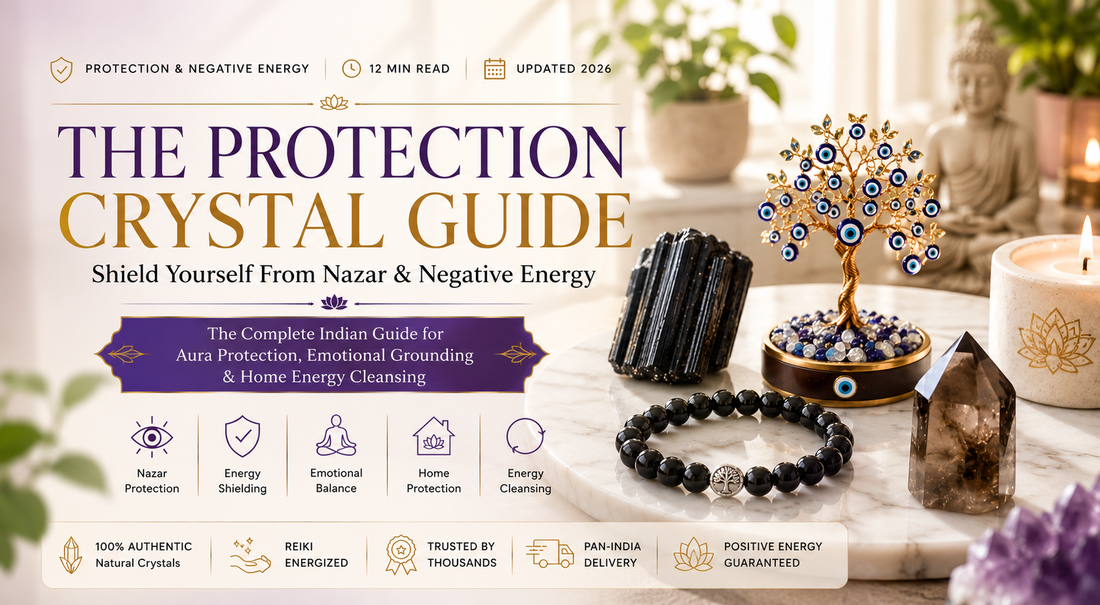Protection crystals for nazar and negative energy including Black Tourmaline, Evil Eye and Smoky Quartz