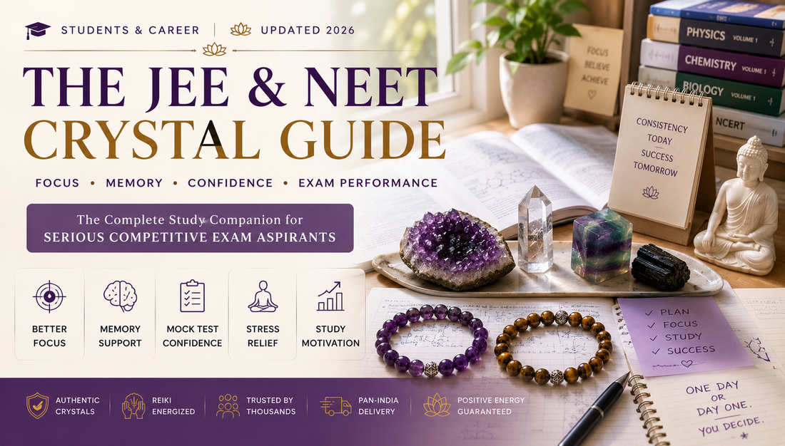 Amethyst, Tiger Eye and study crystals for JEE, NEET and competitive exam preparation