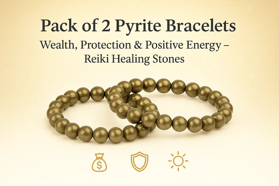 Pack of 2 Pyrite Bracelets for Wealth, Protection & Positive Energy – Reiki Healing Stones | Evashu Crystals