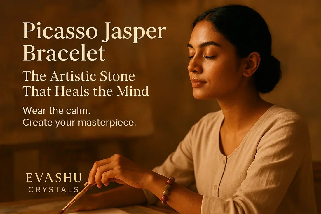 Picasso Jasper Bracelet by Evashu Crystals – heals the mind, inspires creativity, and sparks transformation.