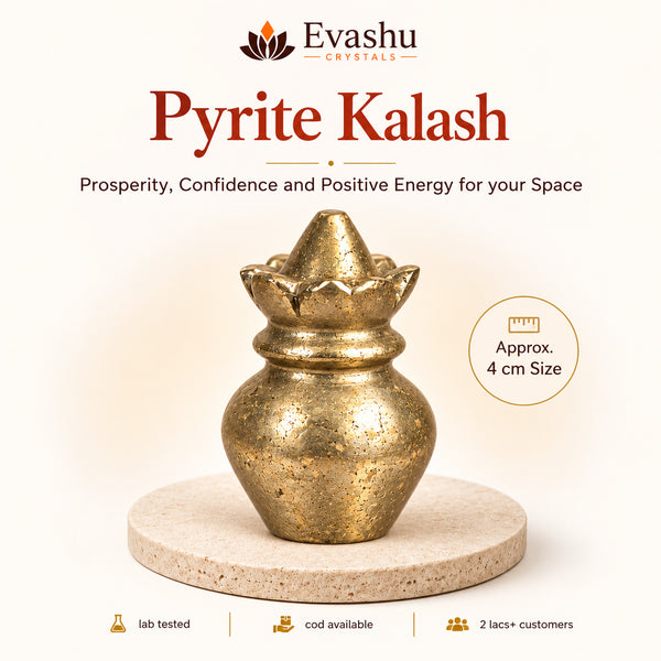 Natural Pyrite 4 cm crystal Kalash by Evashu Crystals - view 1 - 01 evashu pyrite kalash 4cm hero