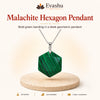 Natural Malachite hexagon pendant by Evashu Crystals - view 1 - 01 malachite hexagon pendant hero