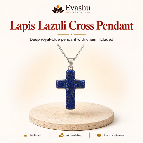 Natural Lapis Lazuli cross pendant by Evashu Crystals - view 1 - 01 hero lapis lazuli cross pendant