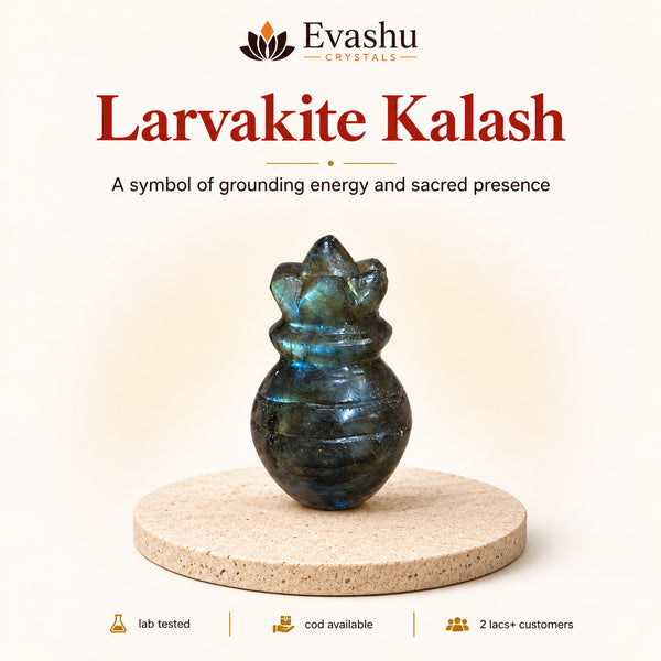 Natural Larvikite crystal Kalash by Evashu Crystals - view 1 - 01 hero larvikite kalash